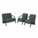 Conjunto Vênus  2 Poltronas de 1 Lugar e 1 de 2 Lugares Braço Madeira D Salla Suede Verde