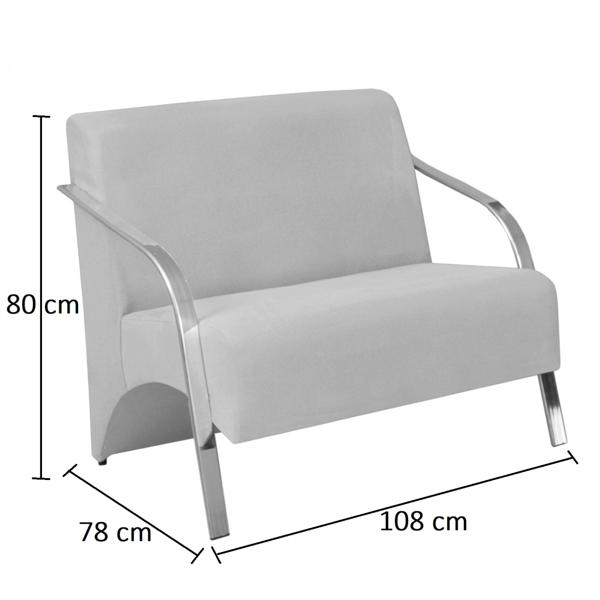 Kit 02 Poltrona Vênus 2 Lugar Braço Alumínio D Salla Tecido Sintético  Branco