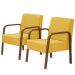 Kit 2 Poltronas Decorativas 1 Lugar Jade Braço Madeira D Salla Suede Amarelo