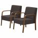 Kit 2 Poltronas Decorativas 1 Lugar Jade Braço Madeira D Salla Suede Marrom