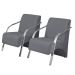 Kit 2 Poltronas Decorativas Vênus 1 Lugar Braço Pé Alumínio D Salla Suede Grafite