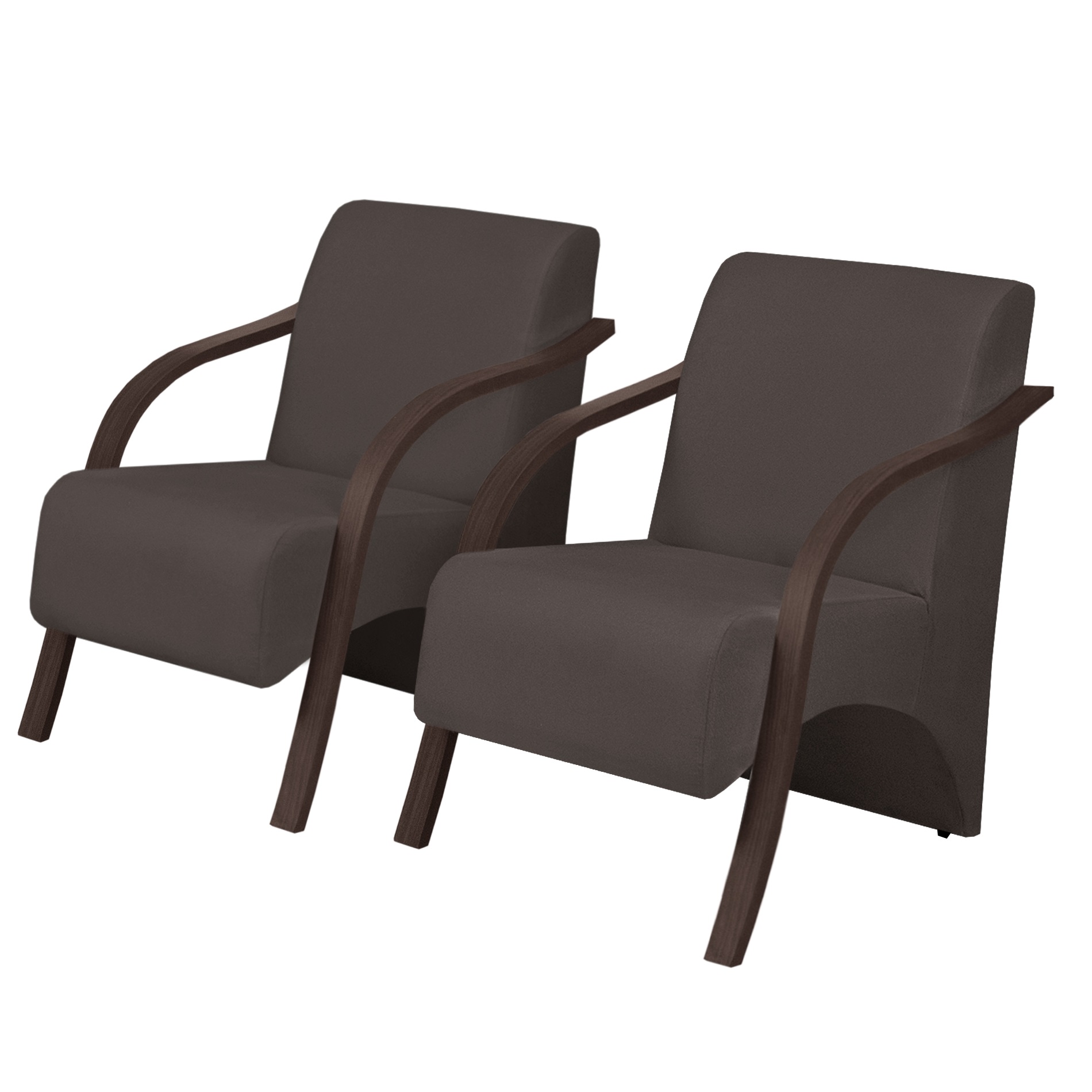Kit 2 Poltronas Decorativas Vênus 1 Lugar Braço Pé Madeira D Salla Suede Marrom