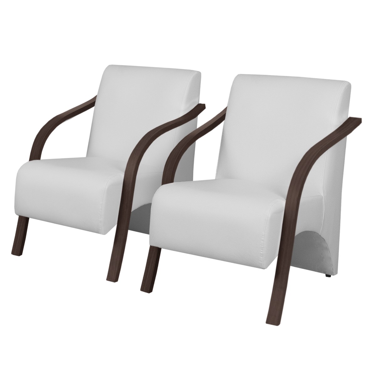 Kit 2 Poltronas Decorativas Vênus 1 Lugar Braço Pé Madeira D Salla Tecido Sintético  Branco