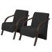 Kit 2 Poltronas Decorativas Vênus 1 Lugar Braço Pé Madeira D Salla Tecido Sintético  Preto