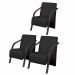 Kit 3 Poltronas Decorativas Vênus 1 Lugar Braço Pé Madeira D Salla Tecido Sintético  Preto