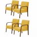 Kit 4 Poltronas Decorativas 1 Lugar Jade Braço Madeira DSalla Suede Amarelo