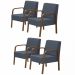 Kit 4 Poltronas Decorativas 1 Lugar Jade Braço Madeira DSalla Suede Azul Bic
