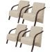 Kit 4 Poltronas Decorativas 1 Lugar Jade Braço Madeira DSalla Suede Bege