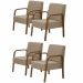 Kit 4 Poltronas Decorativas 1 Lugar Jade Braço Madeira DSalla Suede Cappuccino