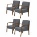 Kit 4 Poltronas Decorativas 1 Lugar Jade Braço Madeira DSalla Suede Grafite