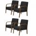 Kit 4 Poltronas Decorativas 1 Lugar Jade Braço Madeira DSalla Suede Preto