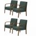 Kit 4 Poltronas Decorativas 1 Lugar Jade Braço Madeira DSalla Suede Verde