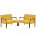 Kit Poltrona Decorativa 2 Namoradeiras Jade Braço Madeira D Salla Suede Amarelo