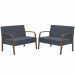 Kit Poltrona Decorativa 2 Namoradeiras Jade Braço Madeira D Salla Suede Azul Bic