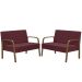 Kit Poltrona Decorativa 2 Namoradeiras Jade Braço Madeira D Salla Suede Bordô