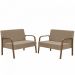 Kit Poltrona Decorativa 2 Namoradeiras Jade Braço Madeira D Salla Suede Cappuccino