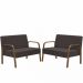 Kit Poltrona Decorativa 2 Namoradeiras Jade Braço Madeira D Salla Suede Marrom