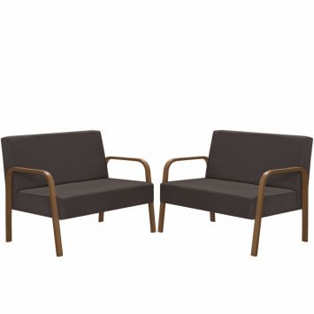 Kit Poltrona Decorativa 2 Namoradeiras Jade Braço Madeira D Salla Suede Marrom é boa?