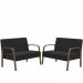 Kit Poltrona Decorativa 2 Namoradeiras Jade Braço Madeira D Salla Suede Preto
