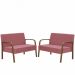 Kit Poltrona Decorativa 2 Namoradeiras Jade Braço Madeira D Salla Suede Rosa