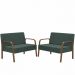 Kit Poltrona Decorativa 2 Namoradeiras Jade Braço Madeira D Salla Suede Verde
