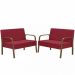 Kit Poltrona Decorativa 2 Namoradeiras Jade Braço Madeira D Salla Suede Vermelho