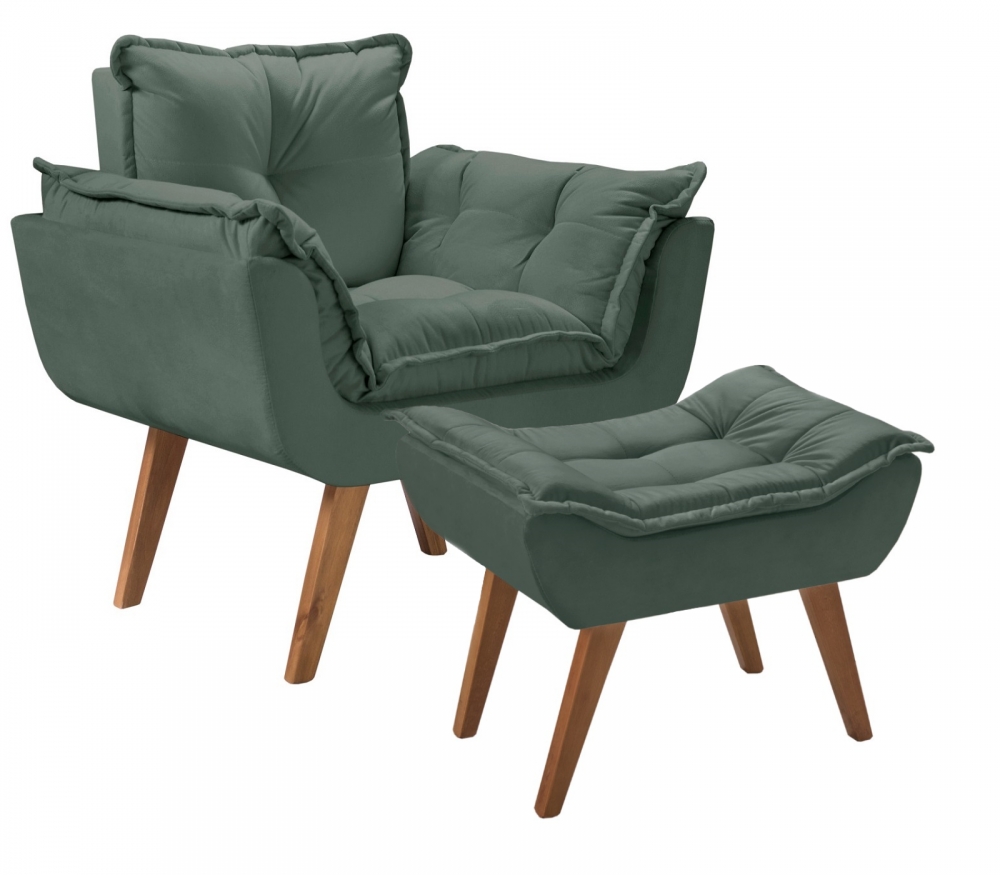 Kit Poltrona Opalla Com Puff Moveis D Salla Verde
