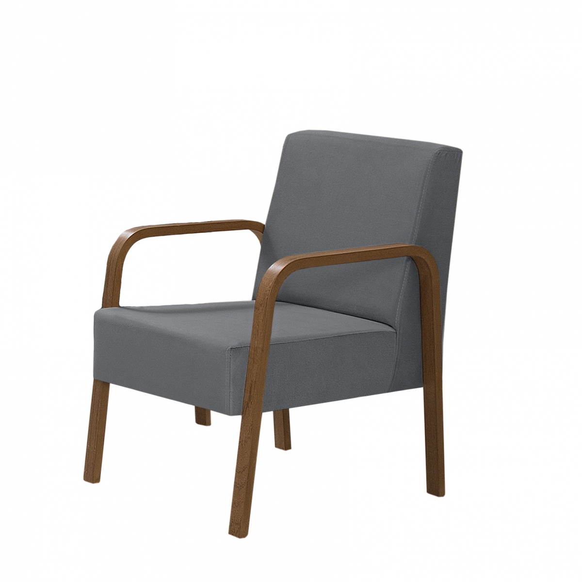 Poltrona Decorativa 1 Lugar Jade Braço Madeira D Salla Suede Grafite