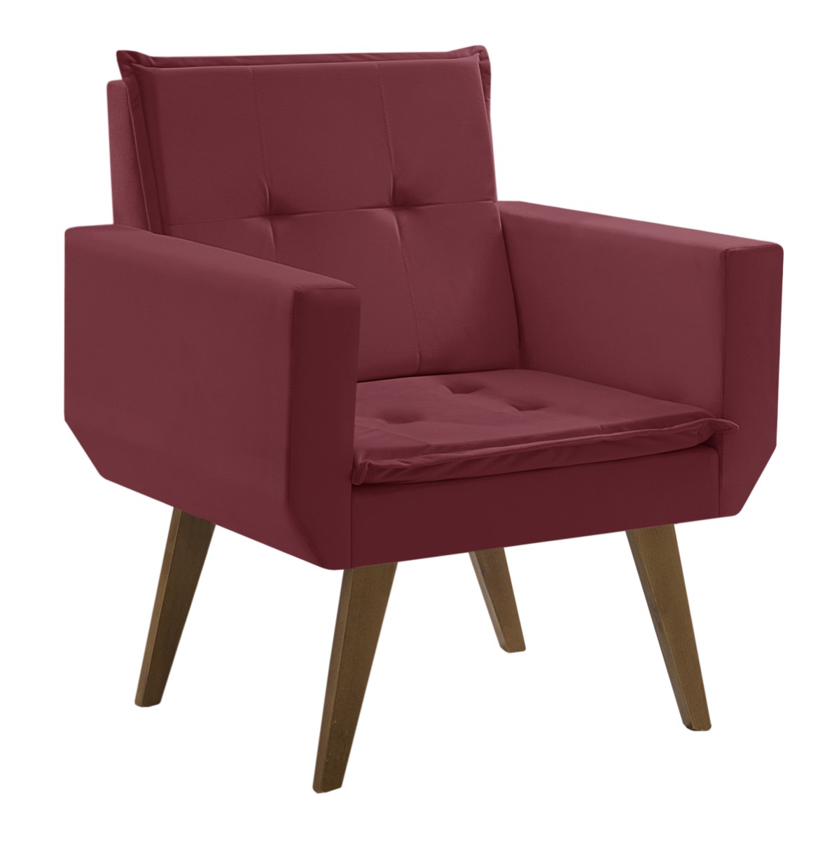Poltrona Decorativa Taurus 1 Lugar Base Palito Tecido Bordô