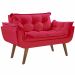 Poltrona Namoradeira 2 Lugares Opalla  D Salla Suede Vermelho
