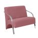 Poltrona Namoradeira 2 Lugares Vênus Braço Alumínio D Salla Suede Rosa