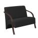 Poltrona Namoradeira Vênus D Salla Suede Braço Madeira Preto