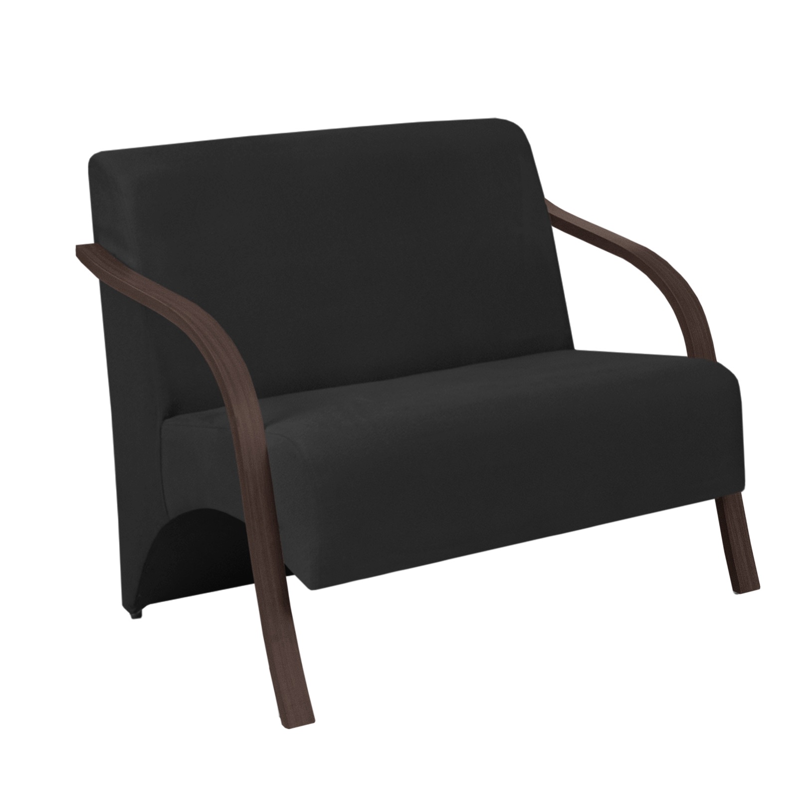 Poltrona Namoradeira Vênus D Salla Suede Braço Madeira Preto