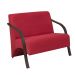 Poltrona Namoradeira Vênus D Salla Suede Braço Madeira Vermelho