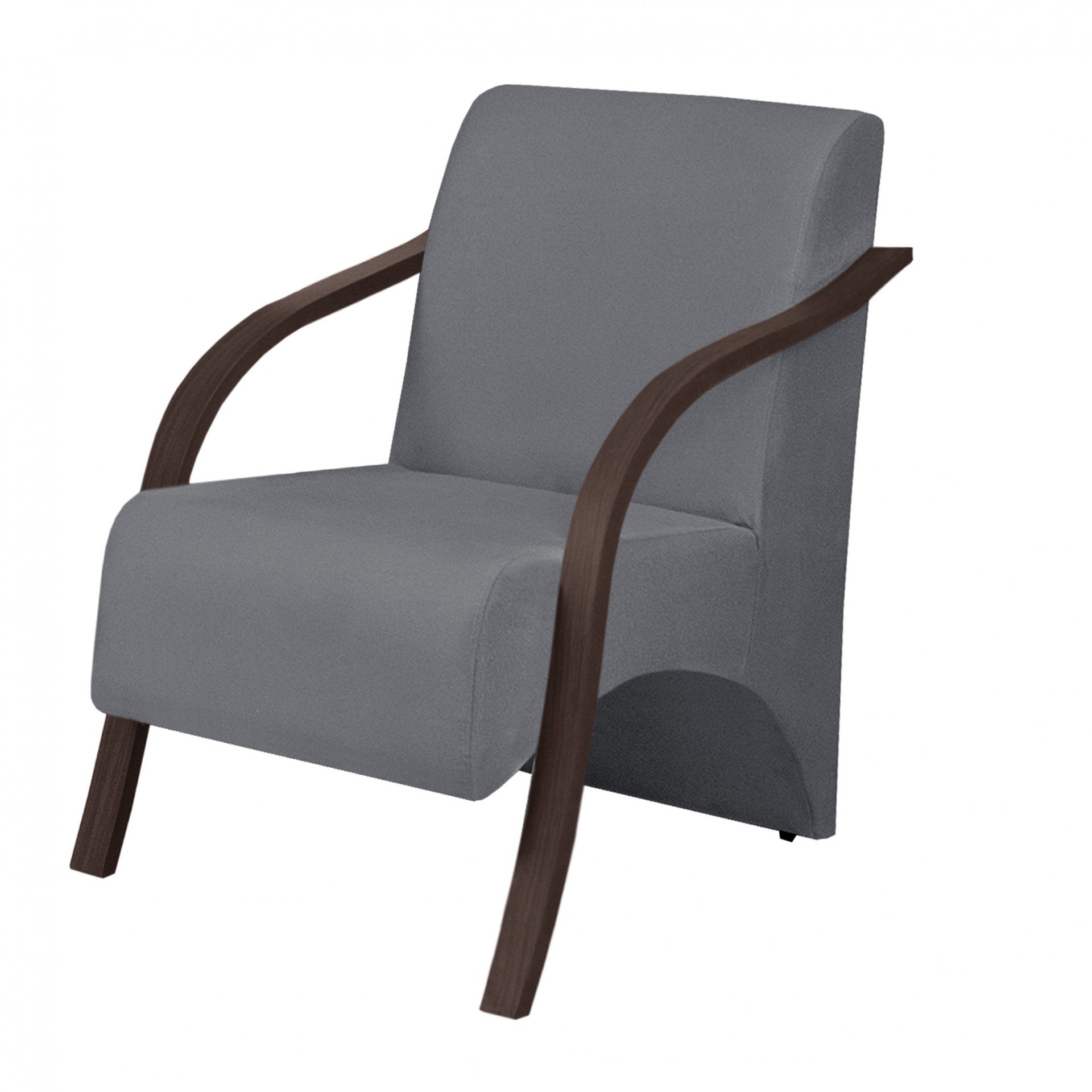 Poltrona Vênus 1 Lugar Braço Madeira DSalla Suede Grafite