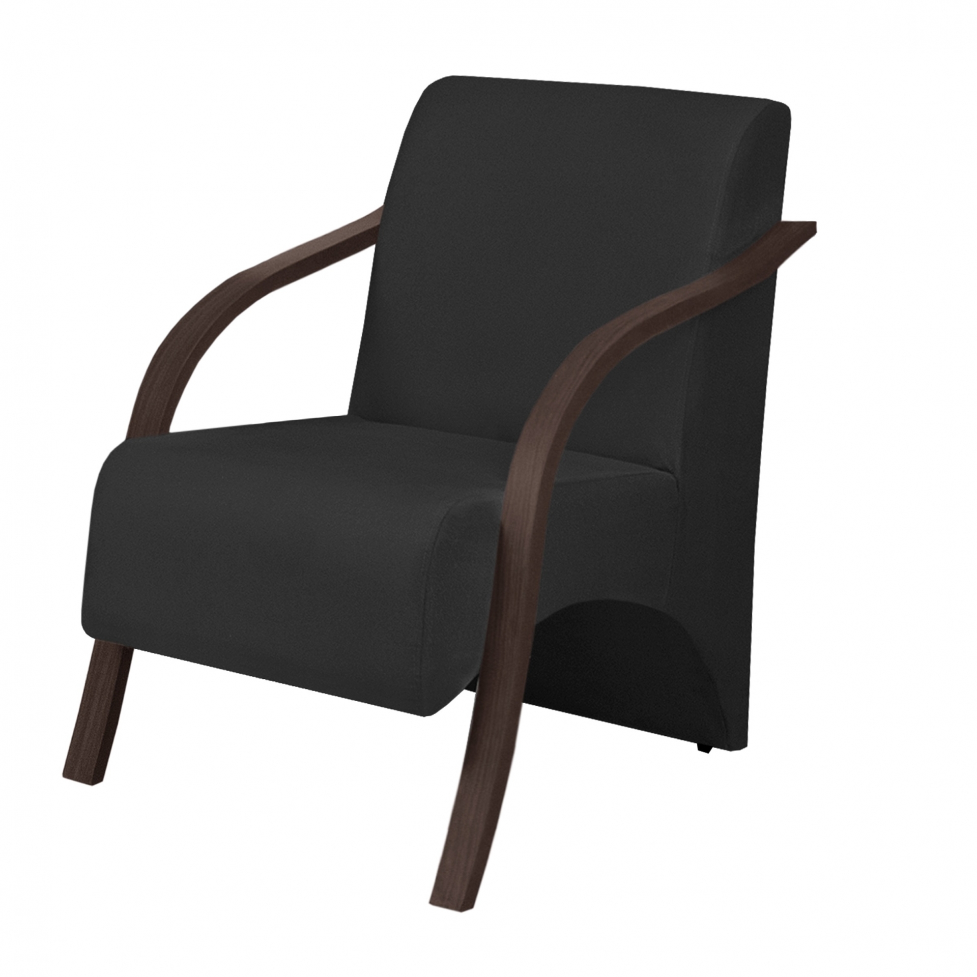 Poltrona Vênus 1 Lugar Braço Madeira DSalla Suede Preto