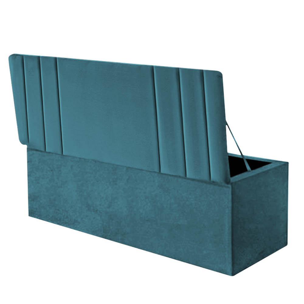Calçadeira Baú Recamier Casal 140CM Grécia Suede Azul Turquesa - D A DECOR