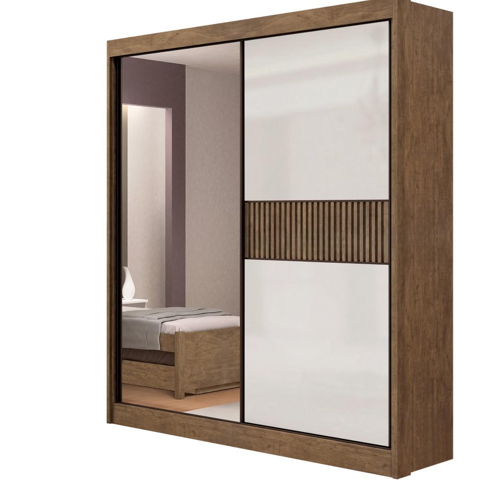 Guarda Roupa 2 portas Ripado MDF Ypê e Off white