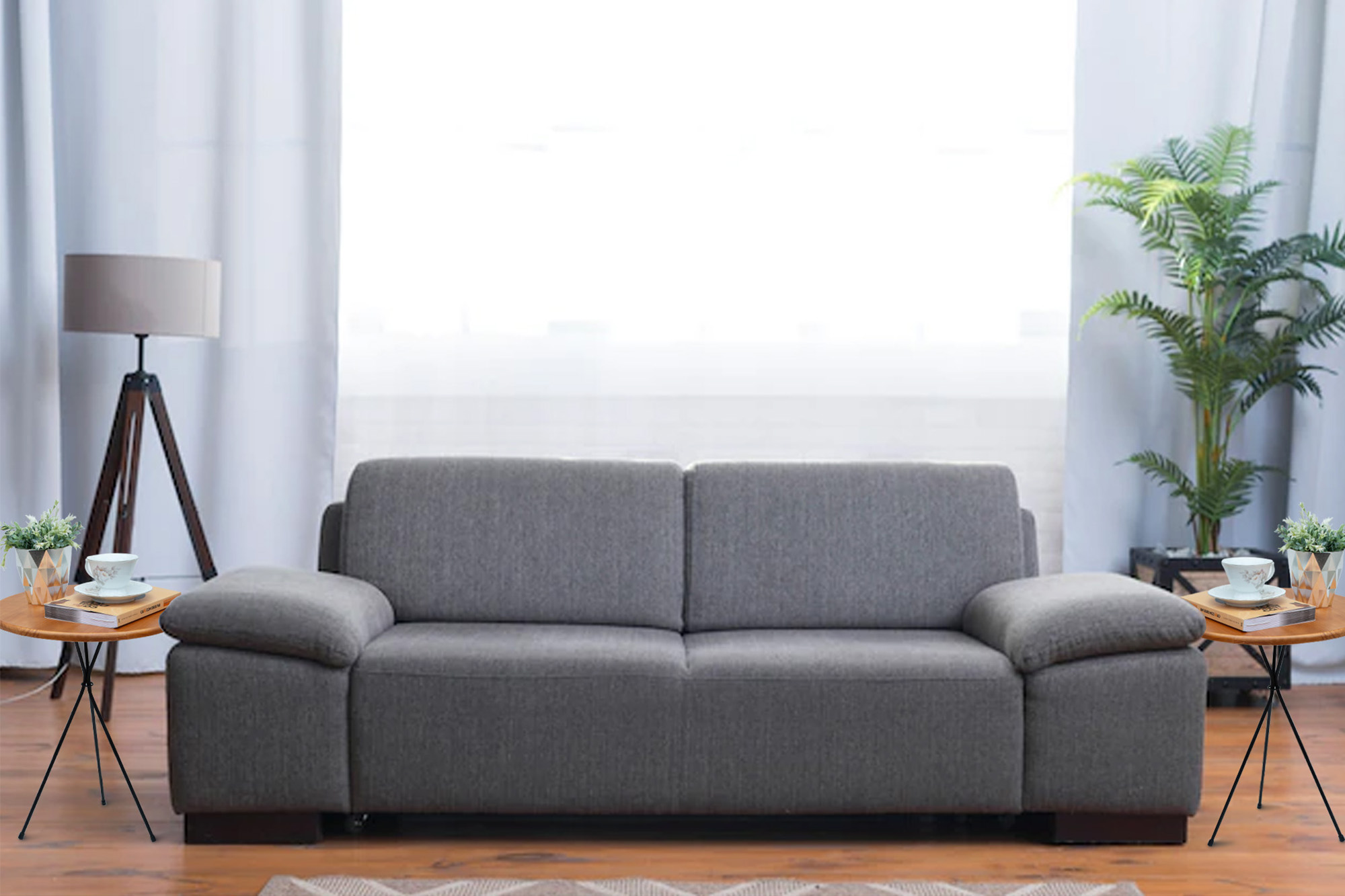 Conjunto 2 Mesas Laterais Redondas Cloe Mel e Preta