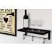 Conjunto Prateleiras Industrial Multiuso Decorativa Cozinha c/ 3 Ganchos Preta