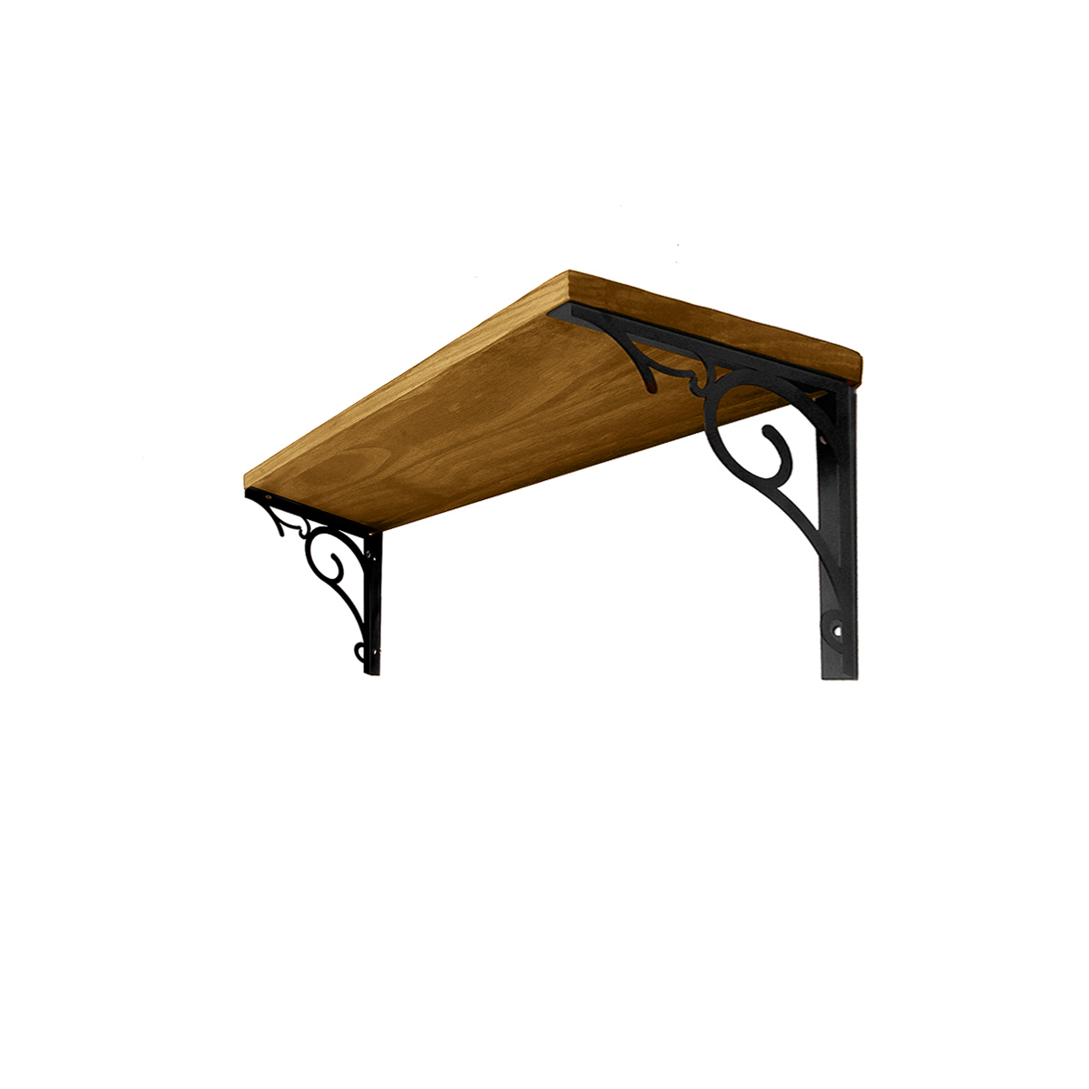 KIT 2 Prateleiras Kalises 60cm Casa Cozinha Linda Preta Moderna com Arabescos em Metal e Tampo Pinus Rústico