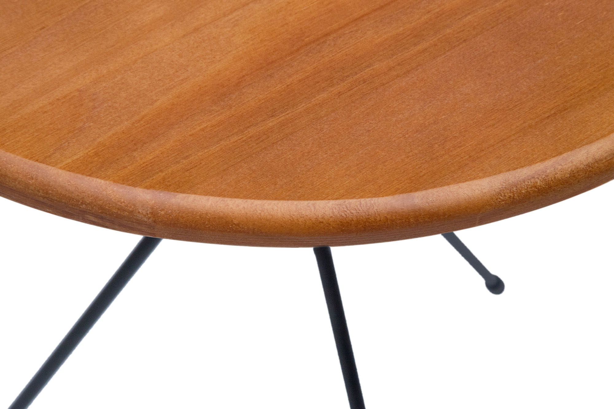 Mesa Lateral Redonda Apoio de Sofa Pé Palito Metal Madeira Preta