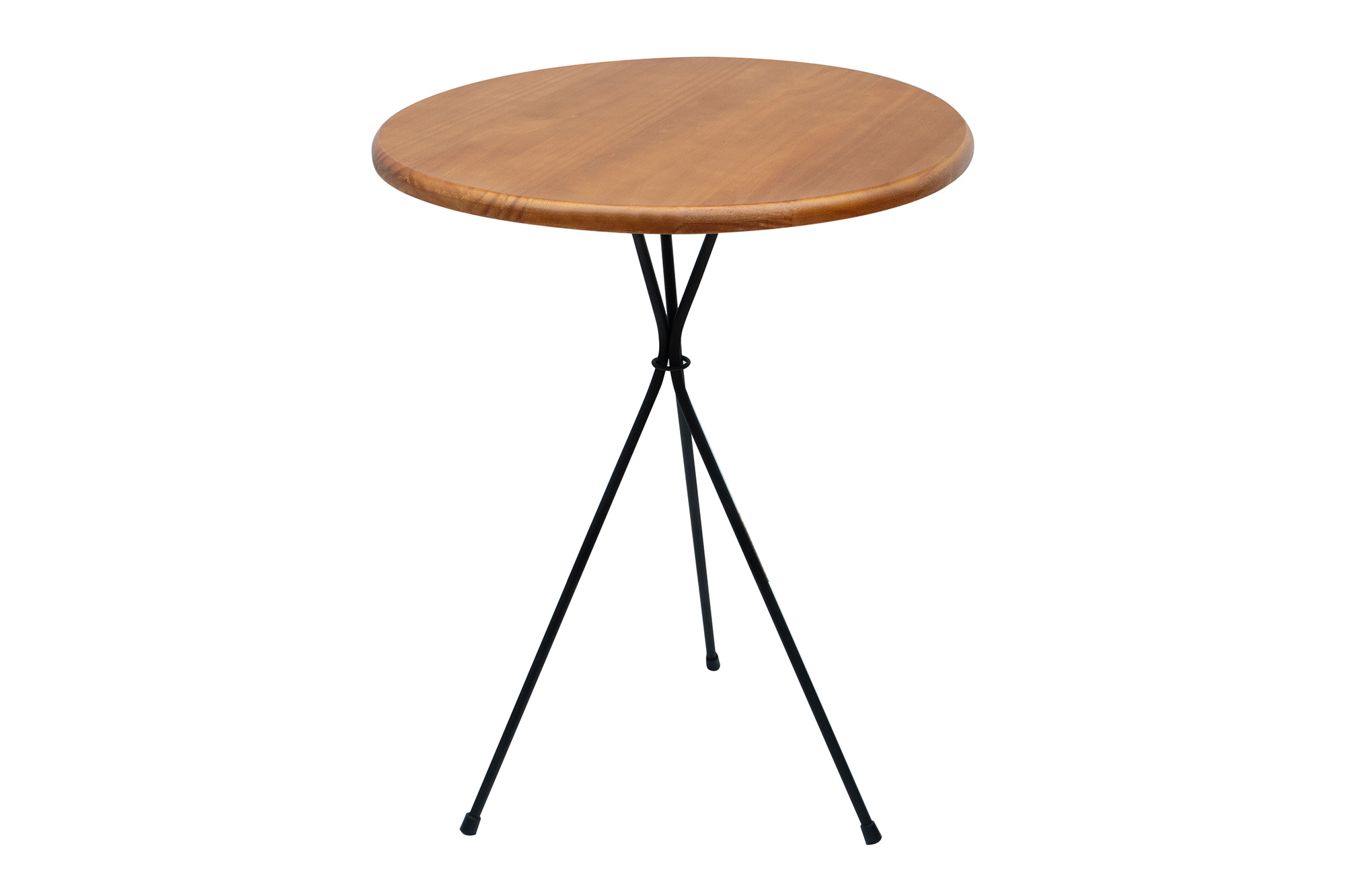 Mesa Lateral Redonda Apoio de Sofa Pé Palito Metal Madeira Preta