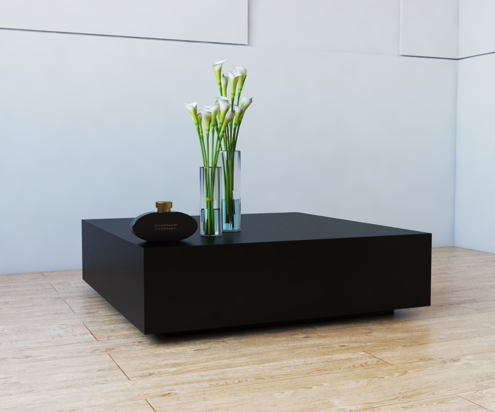 Mesa centro Quadrada Preto Sala mesinha MDF