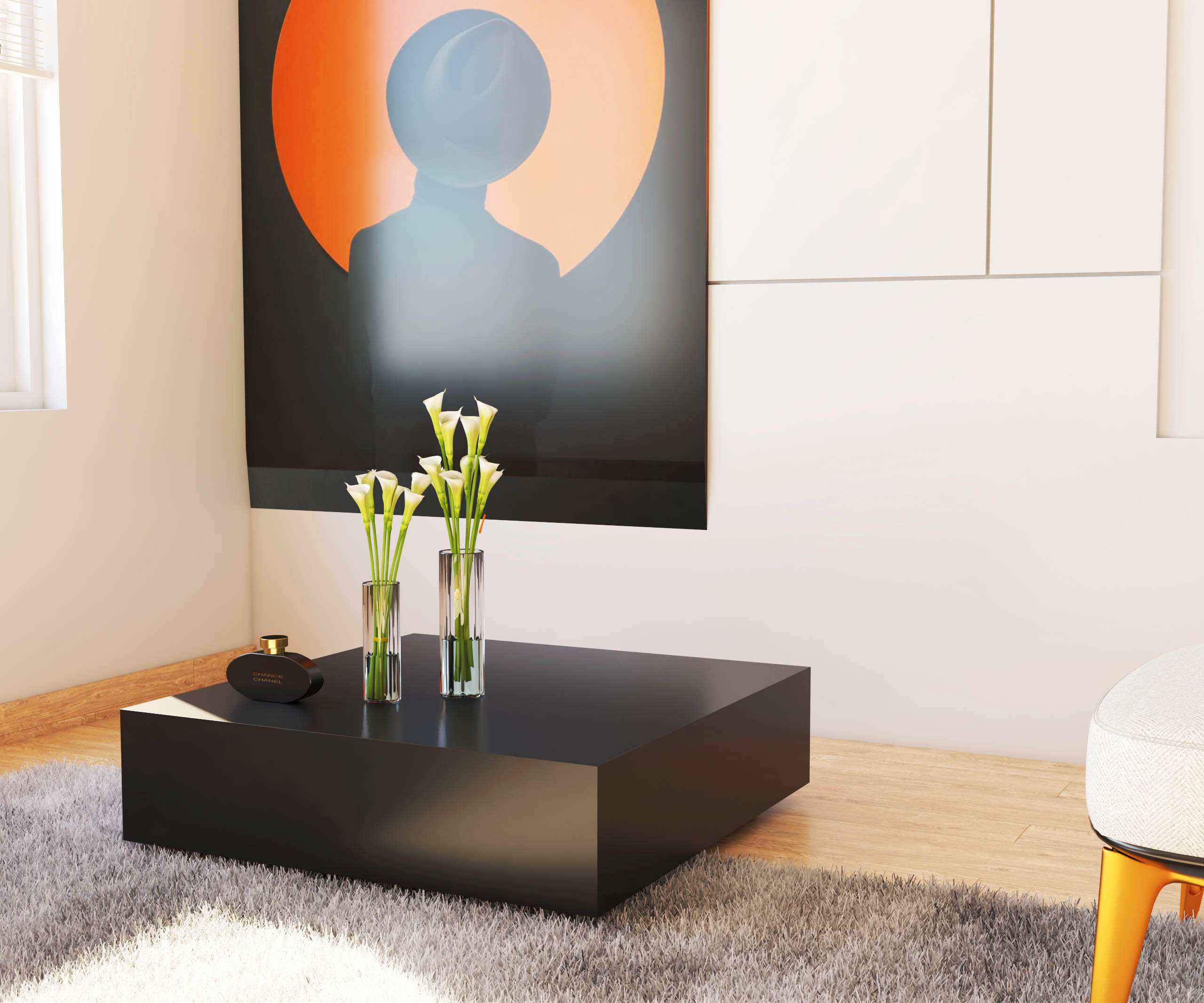 Mesa centro Quadrada Preto Sala mesinha MDF