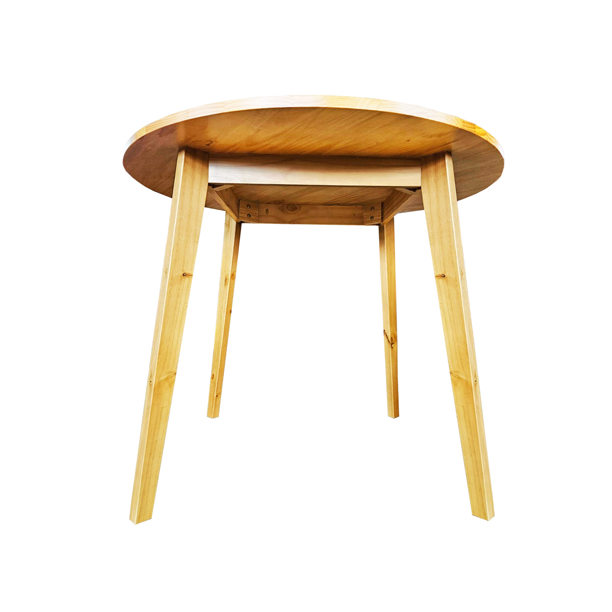 Mesa de Jantar Cozinha Madeira Maciça Envernizada Redonda 100cm - 4 lugares