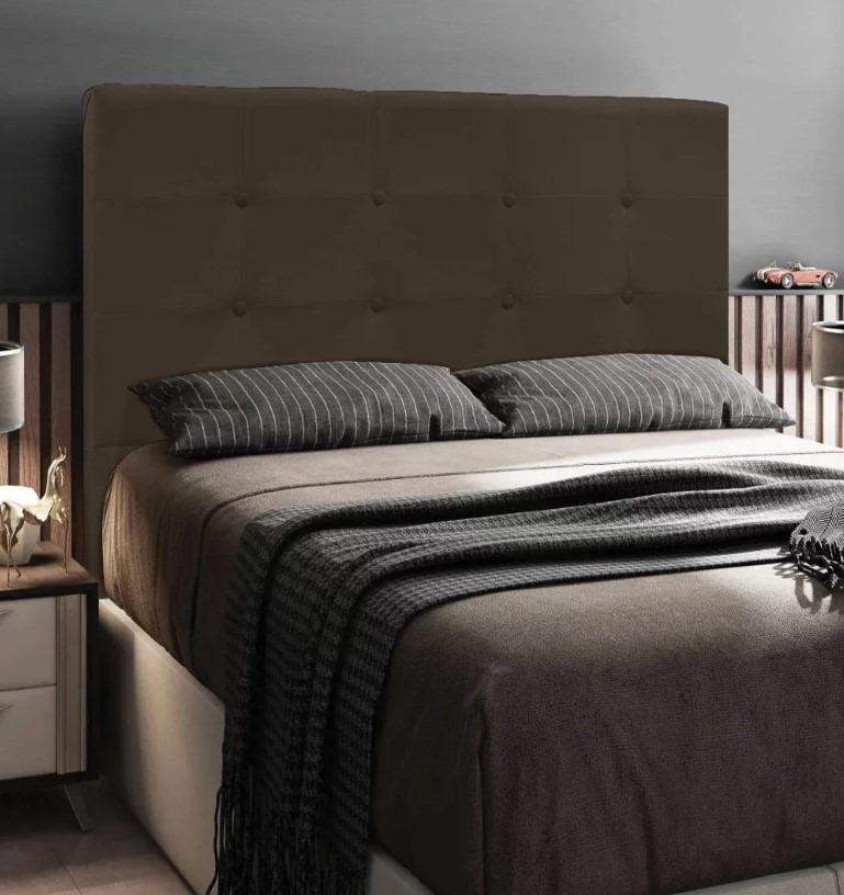Cabeceira Casal Cama Box 140cm para Quarto Luna Suede Marrom M11 - D'Rossi