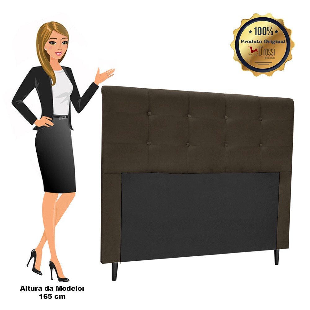 Cabeceira Luna para Cama Box Casal 140 cm Suede Marrom D'Rossi