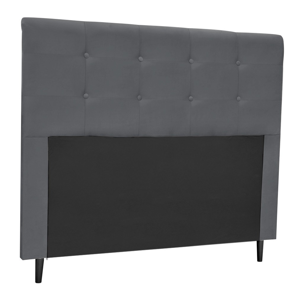 Cabeceira Luna para Cama Box Queen 160 cm Suede Cinza D'Rossi