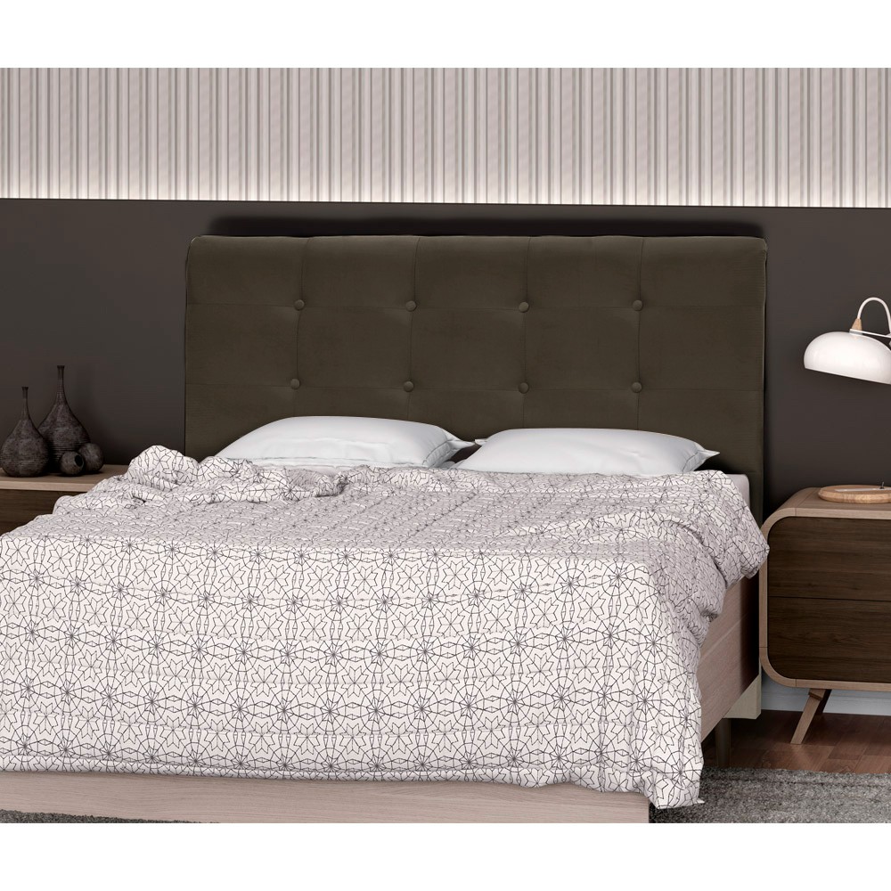 Cabeceira Luna para Cama Box Solteiro 90 cm Suede Marrom D'Rossi